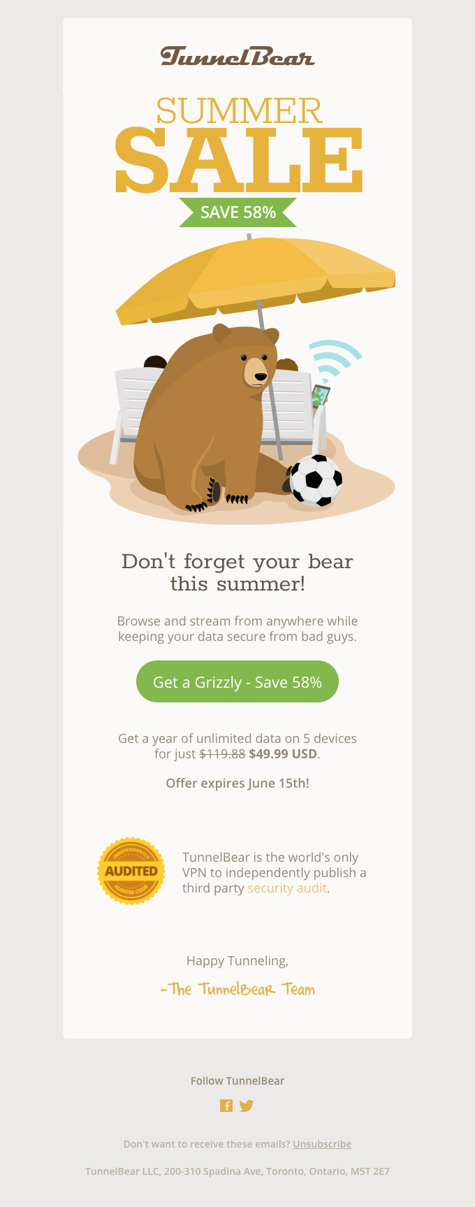 TunnelBear email design