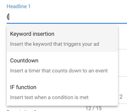 ad automation dynamic keyword features