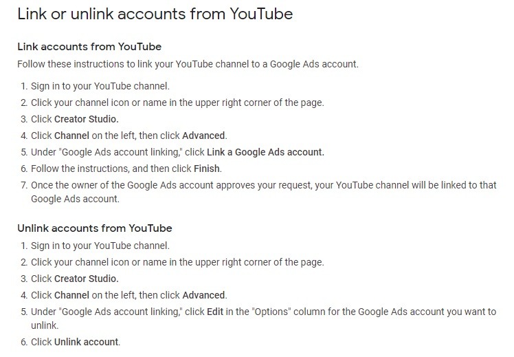 how to link YouTube with Google Ad s