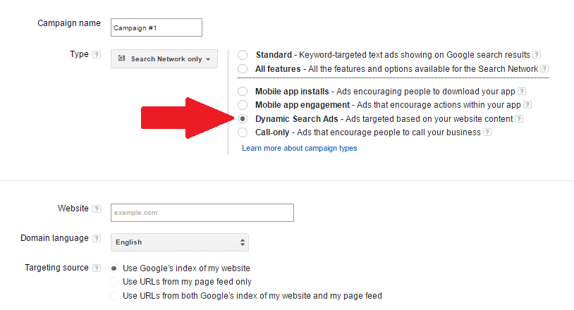 Dynamic Search Ads (DSA) campaigns