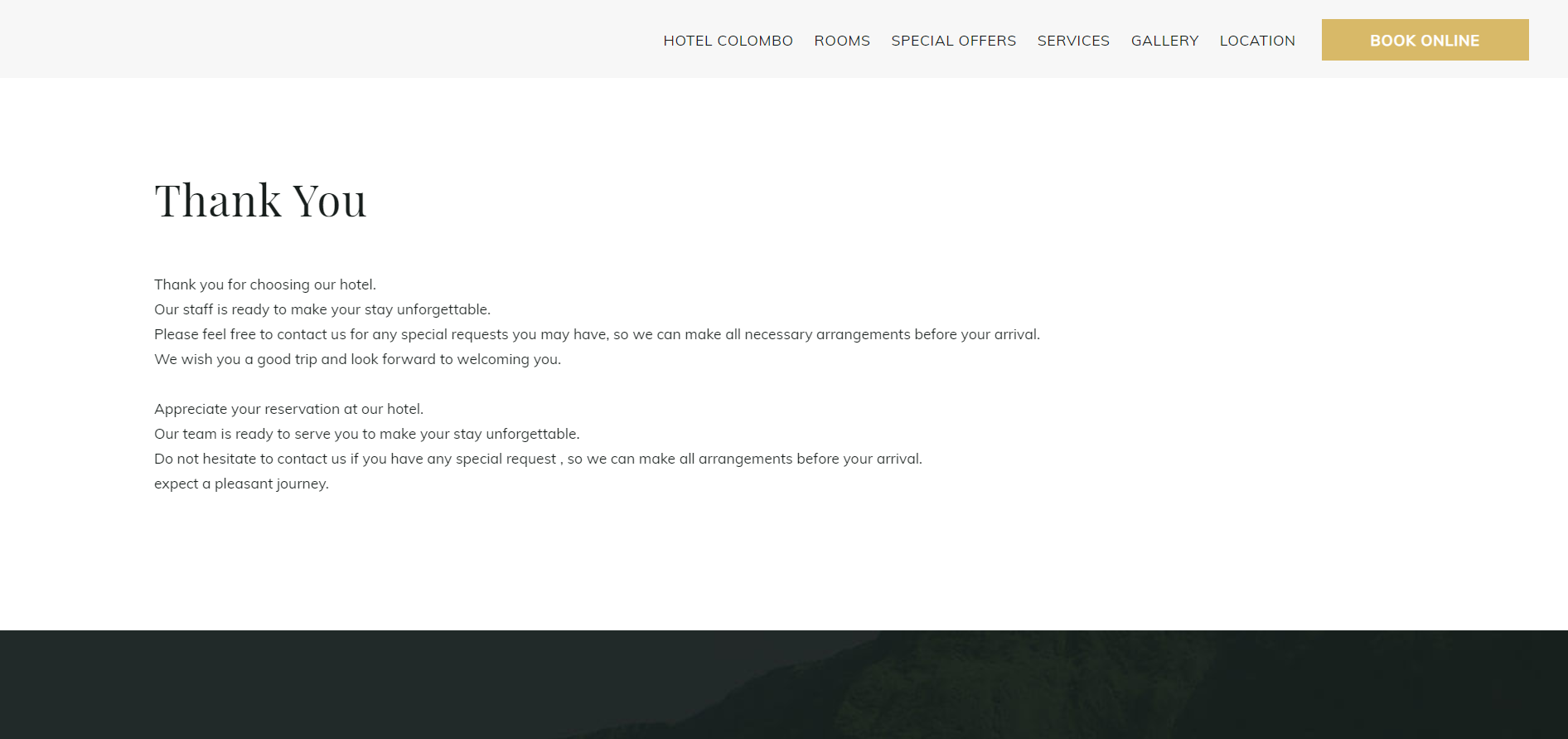 hotel confirmation page