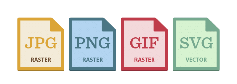 four file formats split between raster and vector
