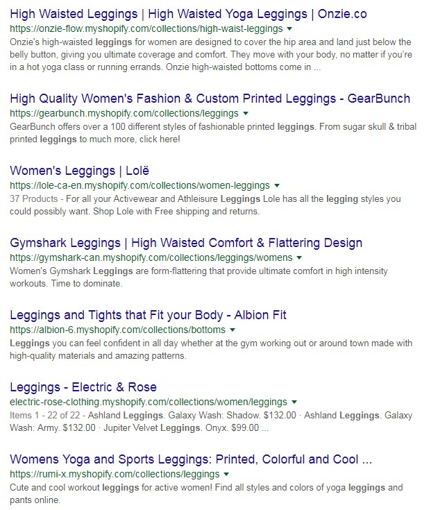 google search for shopify compeitors