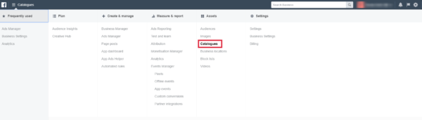Accessing Facebook Catalogue Manager via Business Manager