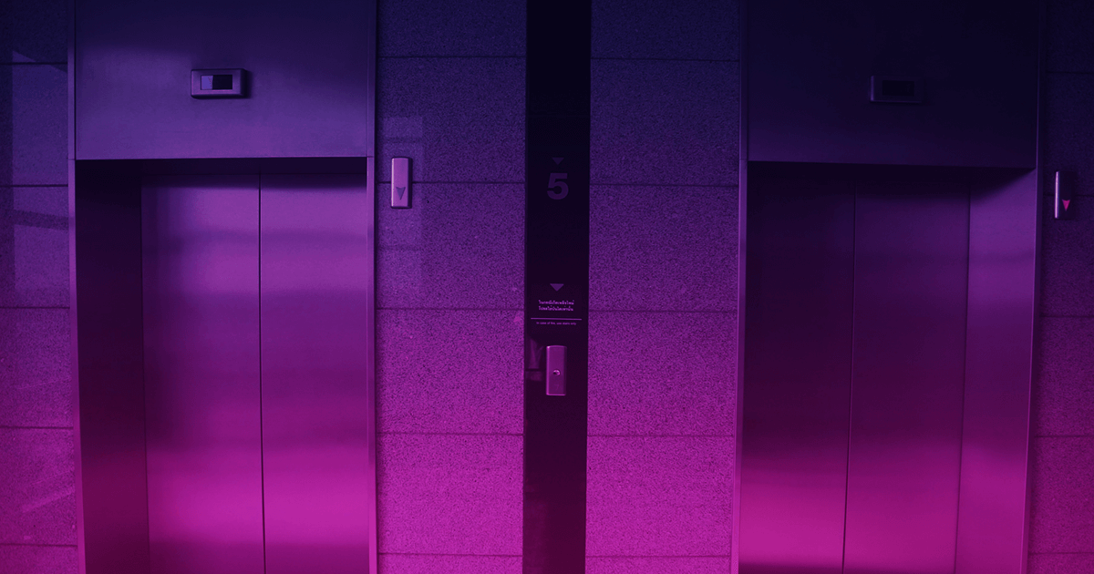 Two elevators with a purple gradient overlaid. Writing an elevator pitch is tough, but if you follow these guidelines, youll end up with an elevator pitch that rocks.