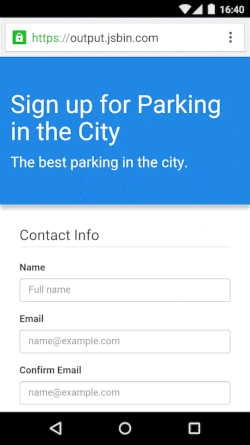autofill example mobile form