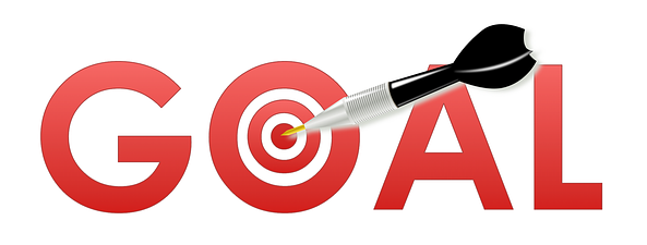 the word goal spelled out with the o being used as a target 