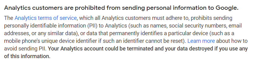google analytics pii