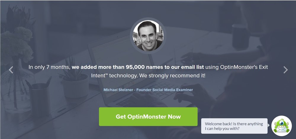 Testimonials inserted in Landing Page. Source: OptinMonster