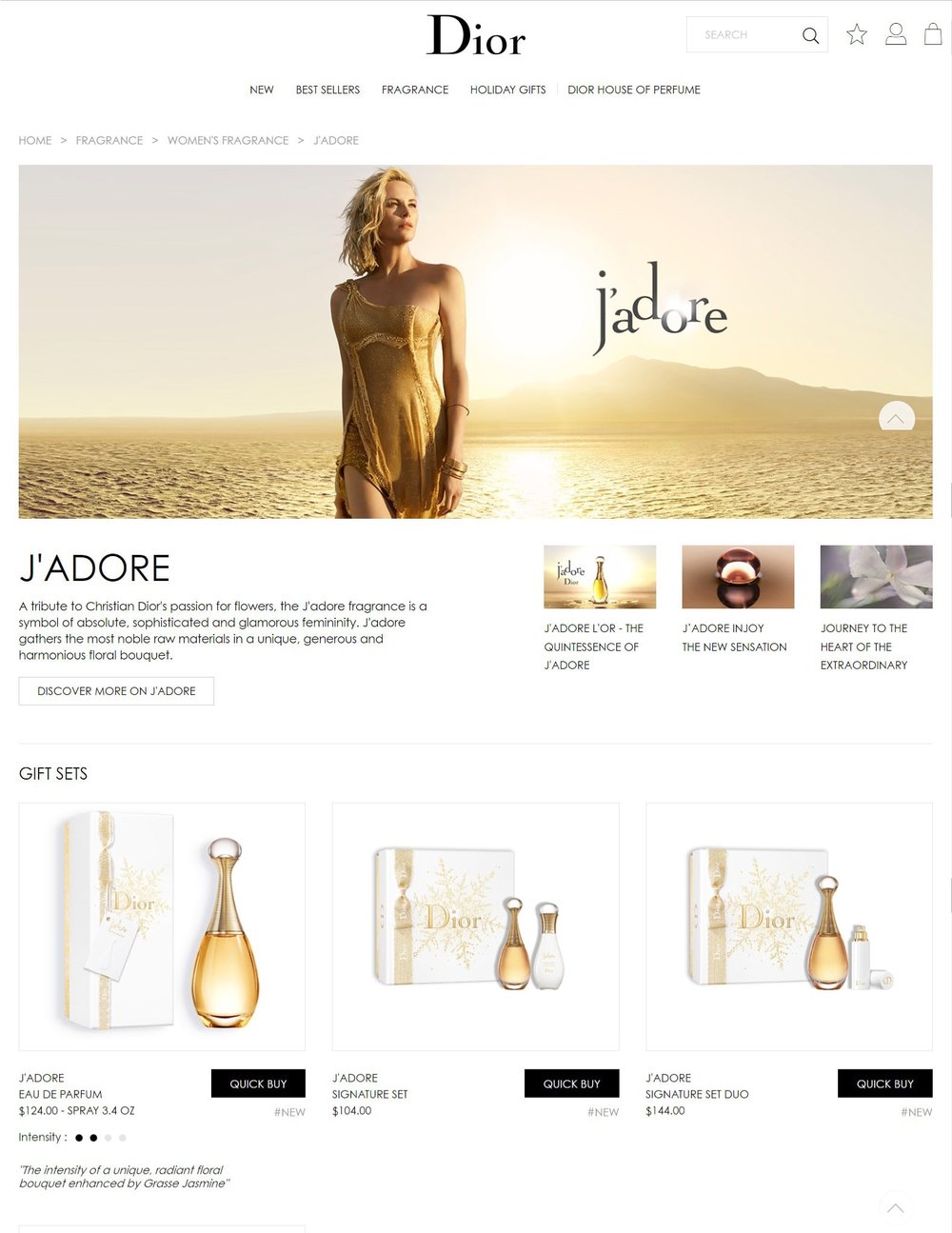 Famous brand Landing Page design. Source: Dior