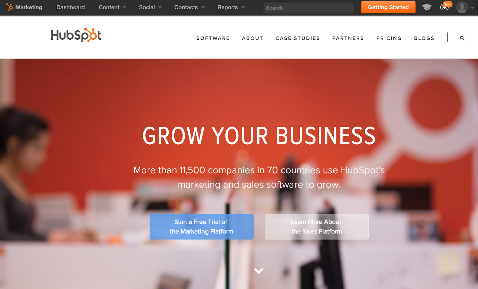old hubspot homepage
