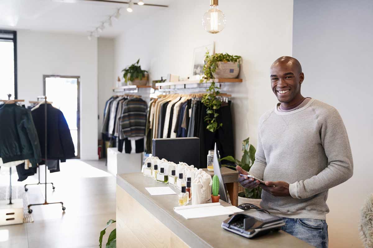small business owner checking sales