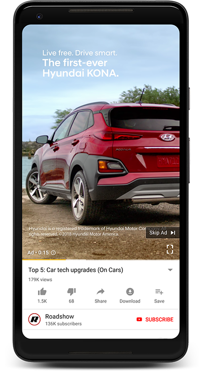 Hyundai Kona YouTube ad example
