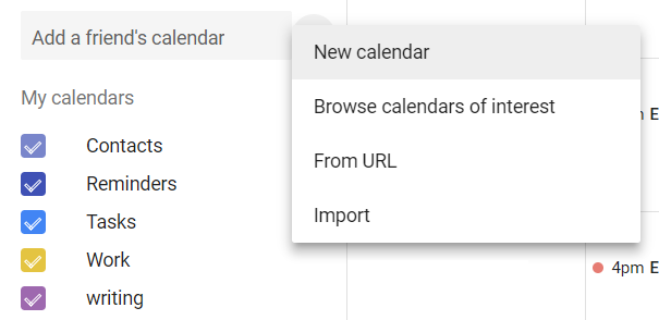 Create a new Calendar in Google.