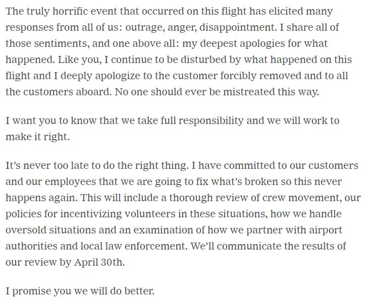 united airlines second apology