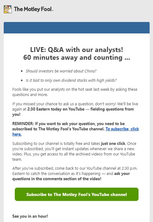 motley fool email cta