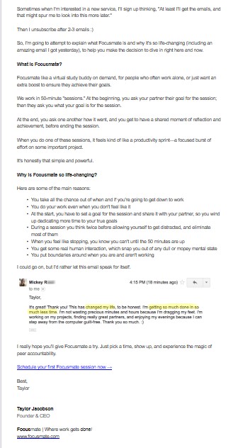 focusmate onboarding email