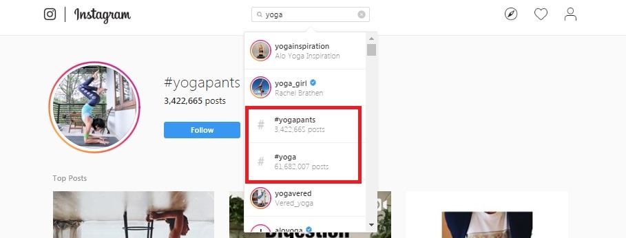 popular yoga leggings hashtags on Instagram