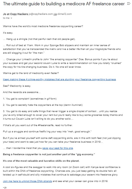 jo wiebe email marketing message