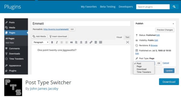 Post Type Switcher plugin