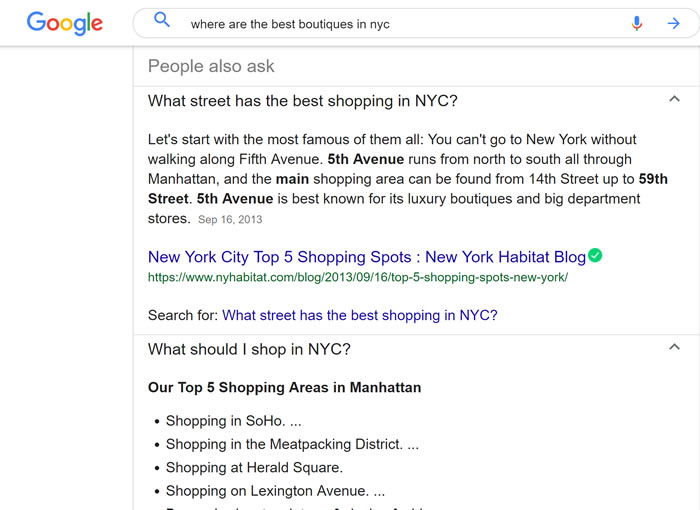 People also ask voice search results