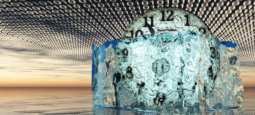 Frozen Clock represents No Expiration Date Data Dark Web