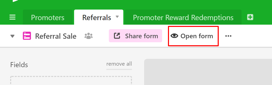 Referral Tracking Referrals spreadsheet to register sales and referrals to promoters guide