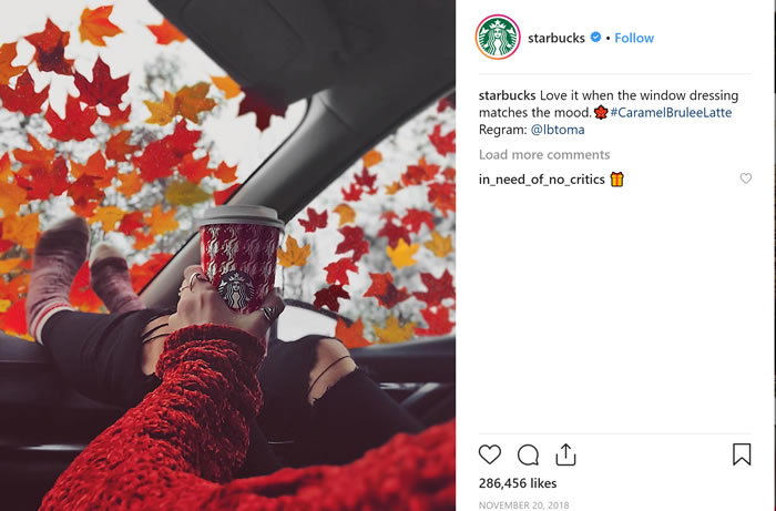 Starbucks Instagram post