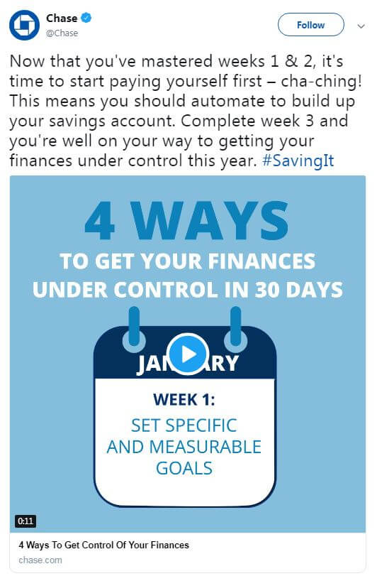 Chase tweets about financial education