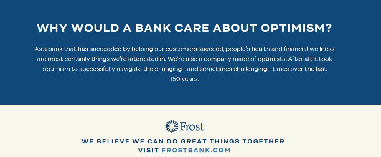 Frost Bank Opt for Optimism