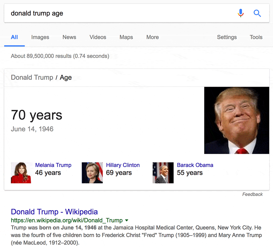 Donald Trump Age Search