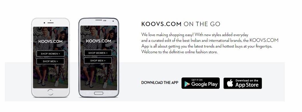 Koovs app for shopping