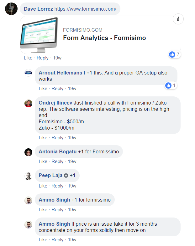 facebook form analytics discussion