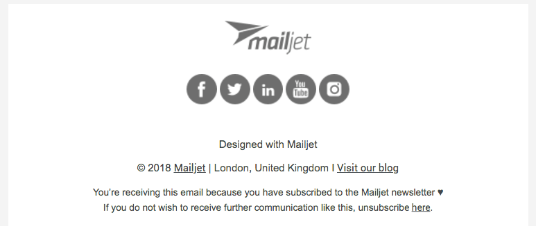 Mailjets unsubscribe link in our emails