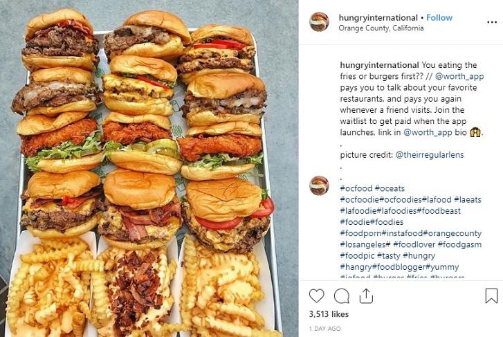 Instagram post with burgers