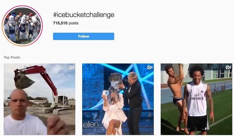 Instagram hashtag search results for #icebucketchallenge