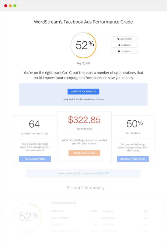 WordStreams Facebook Grader