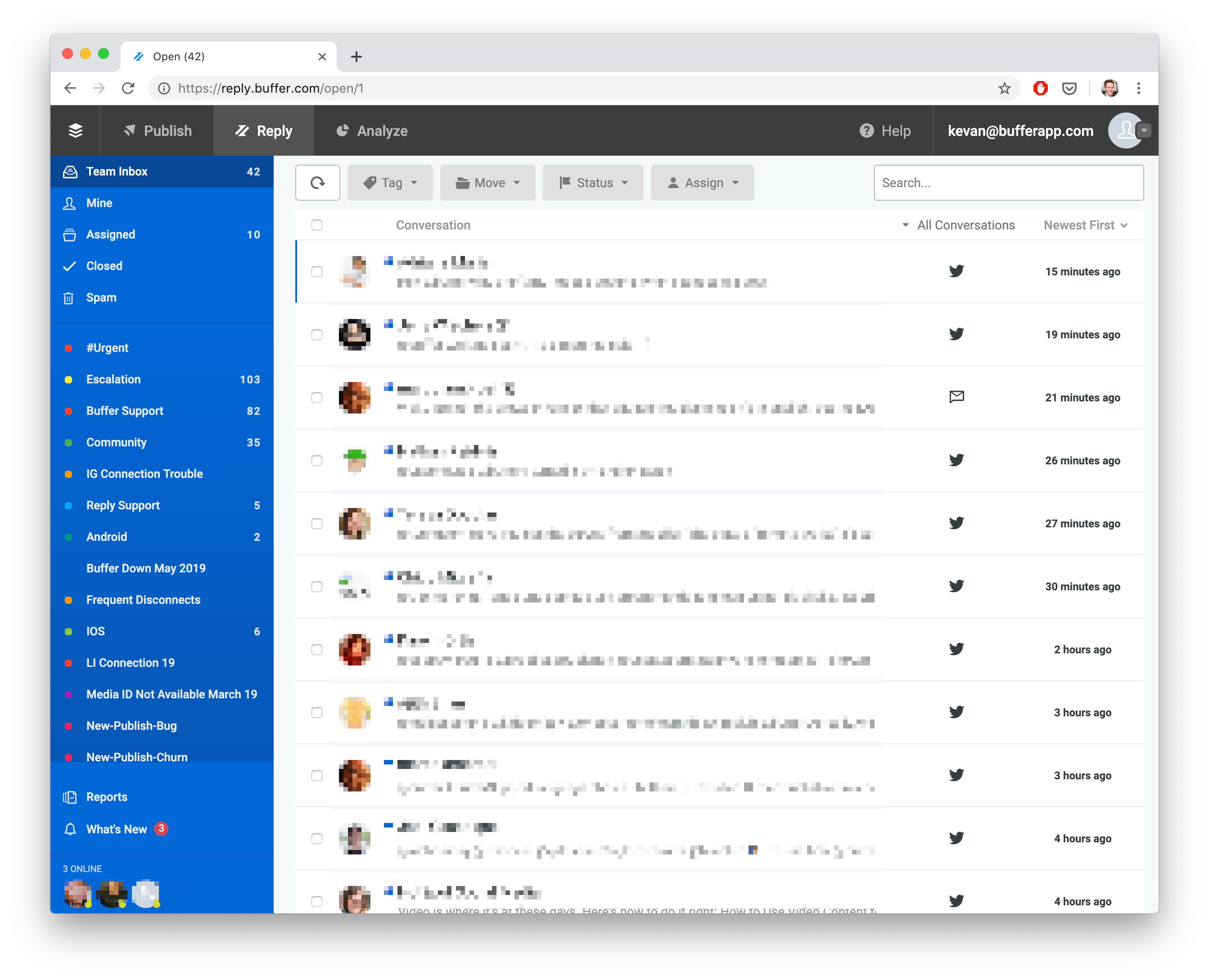 customer support social media buffer reply