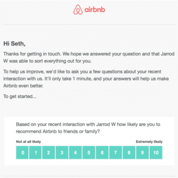 NPS question airbnb
