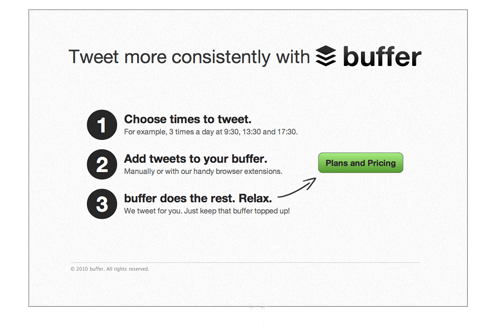 Buffers landing page to validate their idea