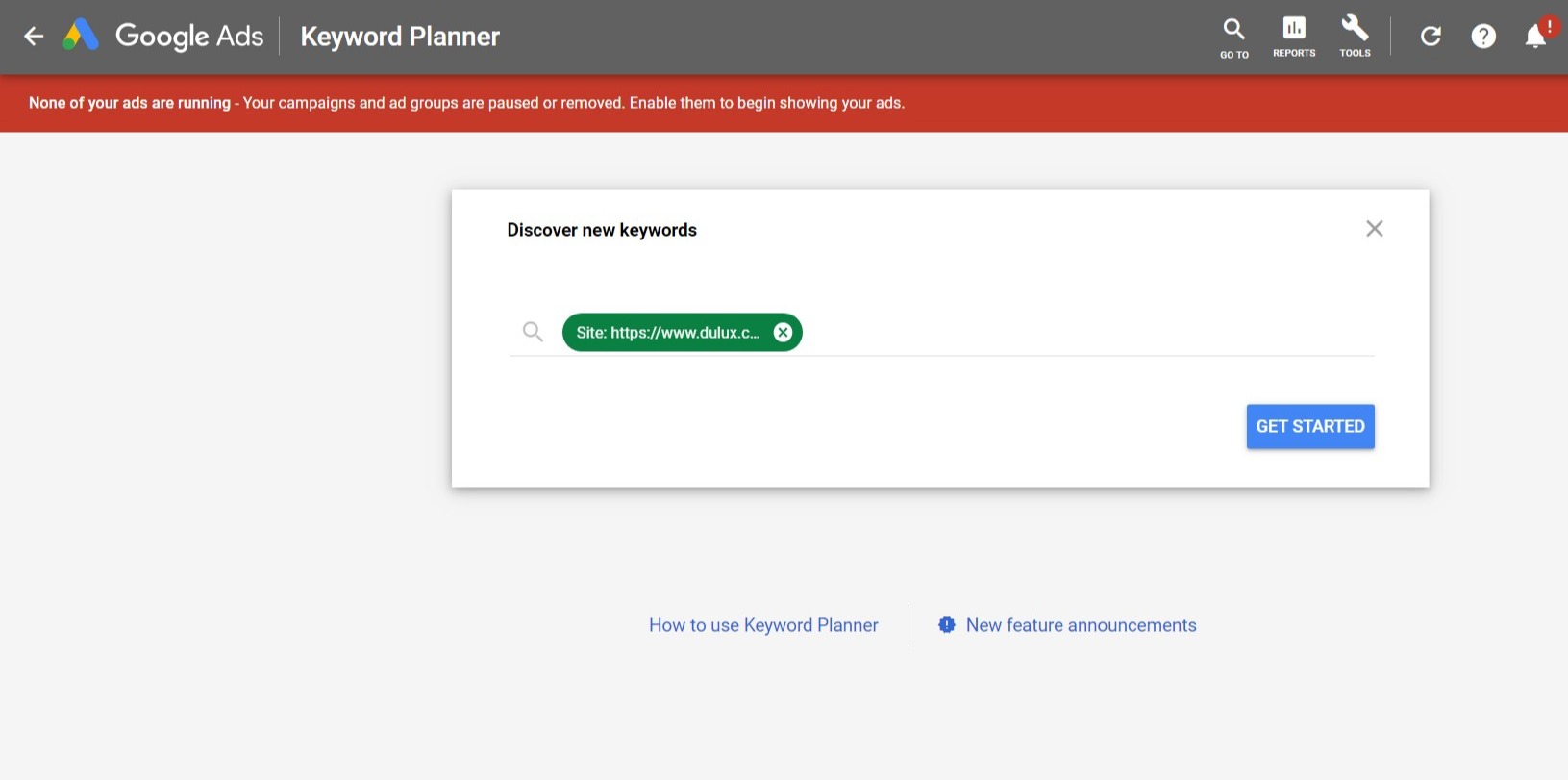 paint competitor keyword search