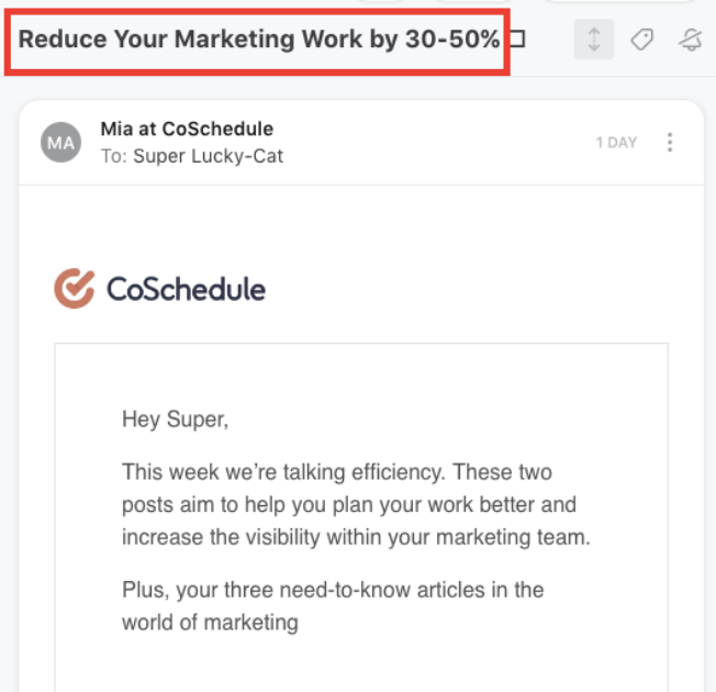 CoSchedule sales email