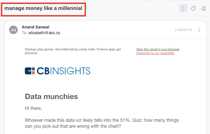 CB Insights sales email