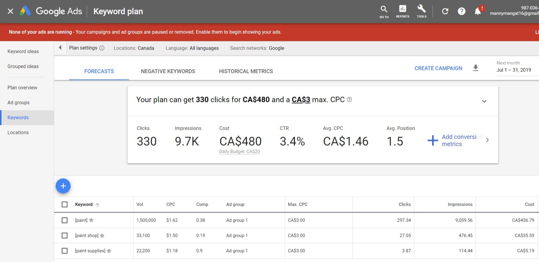 keyword plan 