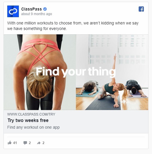 eCommerce facebook ad example