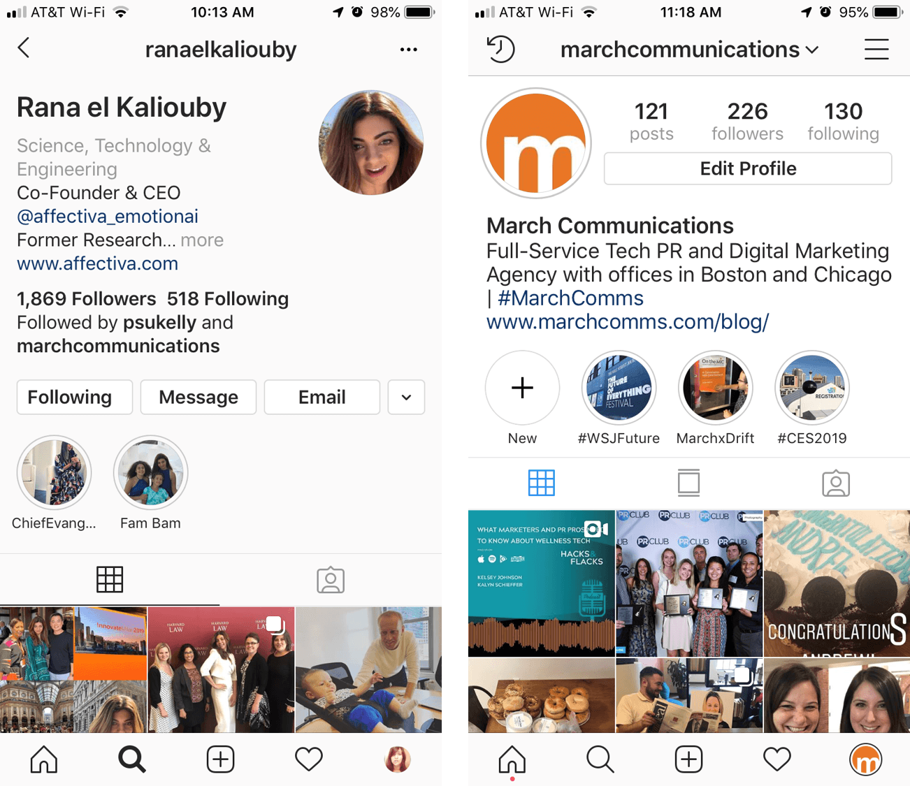 image comparing the old and new Instagram profiles