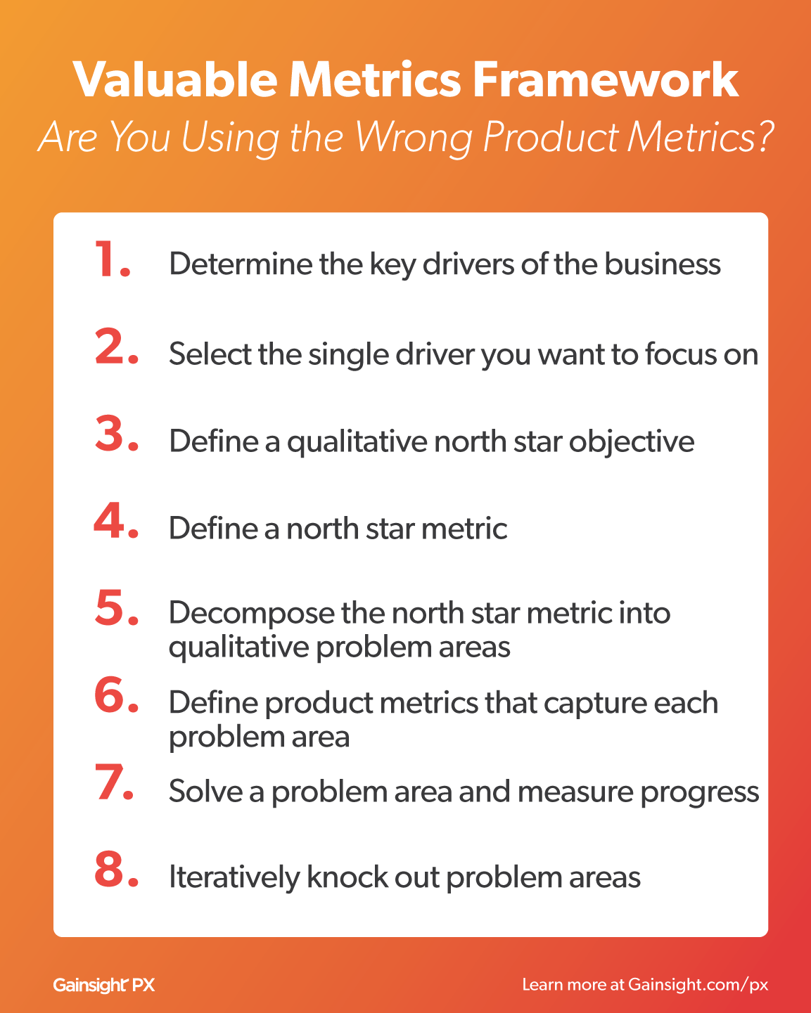 Valuable Metrics Framework Gainsight PX Product Analytics product experience tool 8 1
