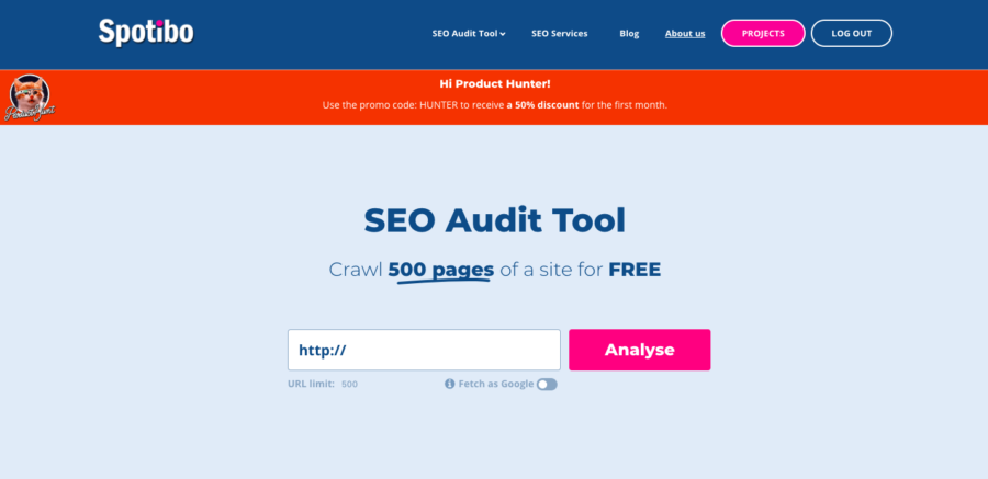 homepage edited for Product hunt