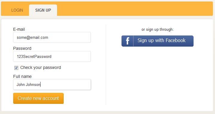 example of form in which you can tick a checkbox to show your password.