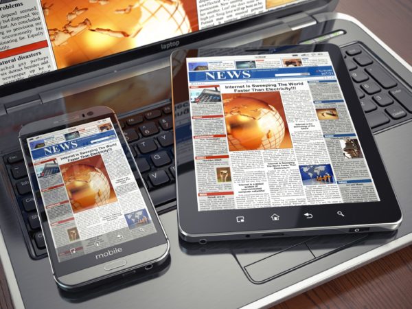 Media on laptop, tablet and smartphone